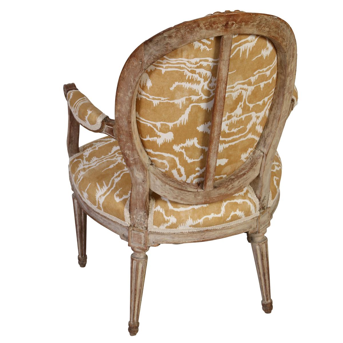 20th Century Newly Upholstered Paolo Moschino Fabric Louis XVI Style Chair For Sale