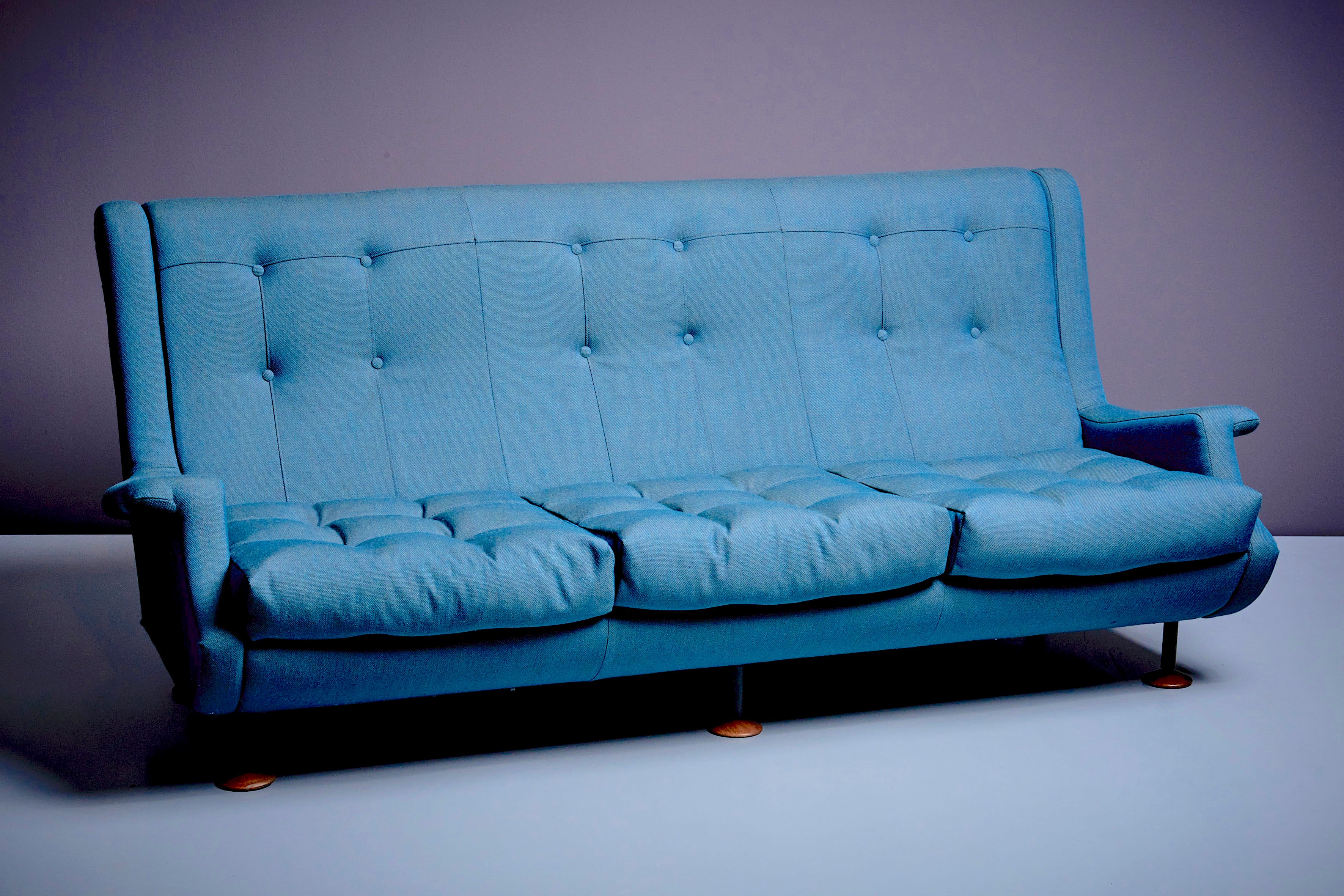 Newly Upholstered Regent Sofa by Marco Zanuso for Arflex in Petrol Color