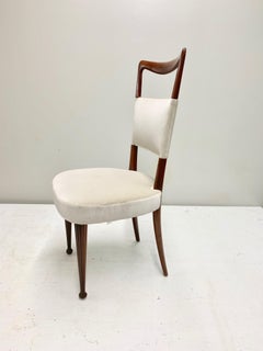 Newly Upholstered Set of Four Osvaldo Borsani Rosewood and Velvet Dining Chairs