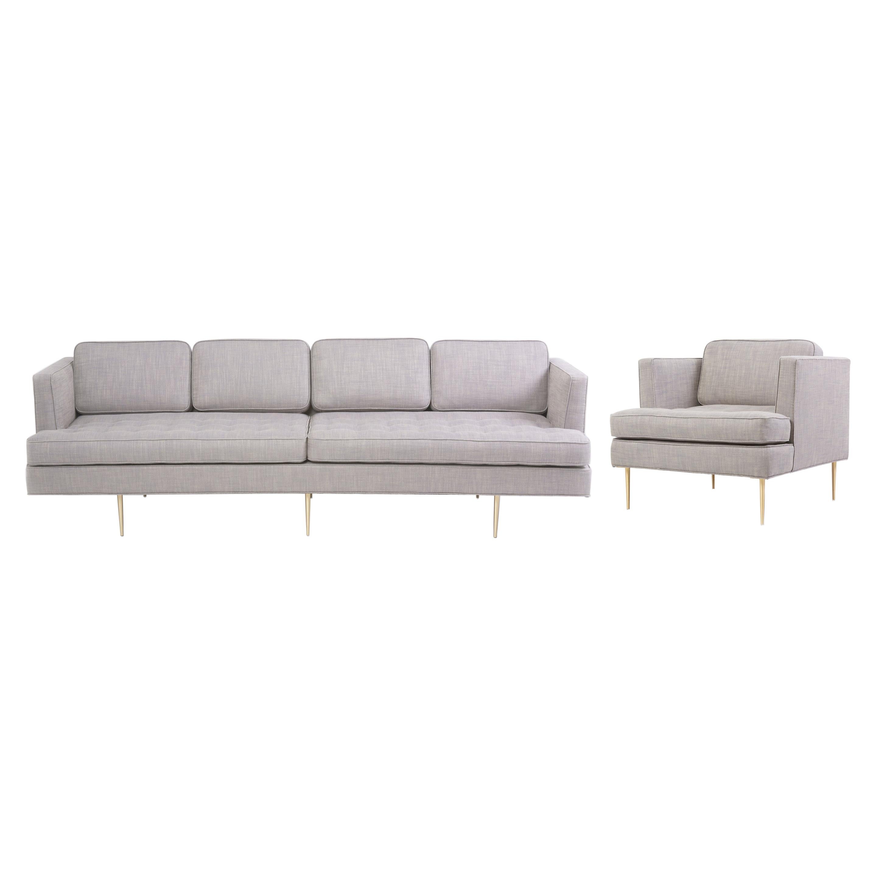 Newly Upholstered Sofa 4906 with Lounge Chair by Edward Wormley for Dunbar, US