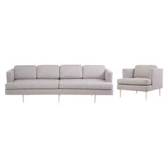 Newly Upholstered Sofa 4906 with Lounge Chair by Edward Wormley for Dunbar, US