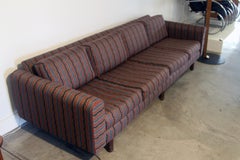 Newly Upholstered Striped Mid-Century Modern Sofa