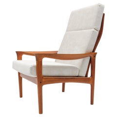 Vintage Newly Upholstered Teak High-Back Armchair, 1960s Denmark
