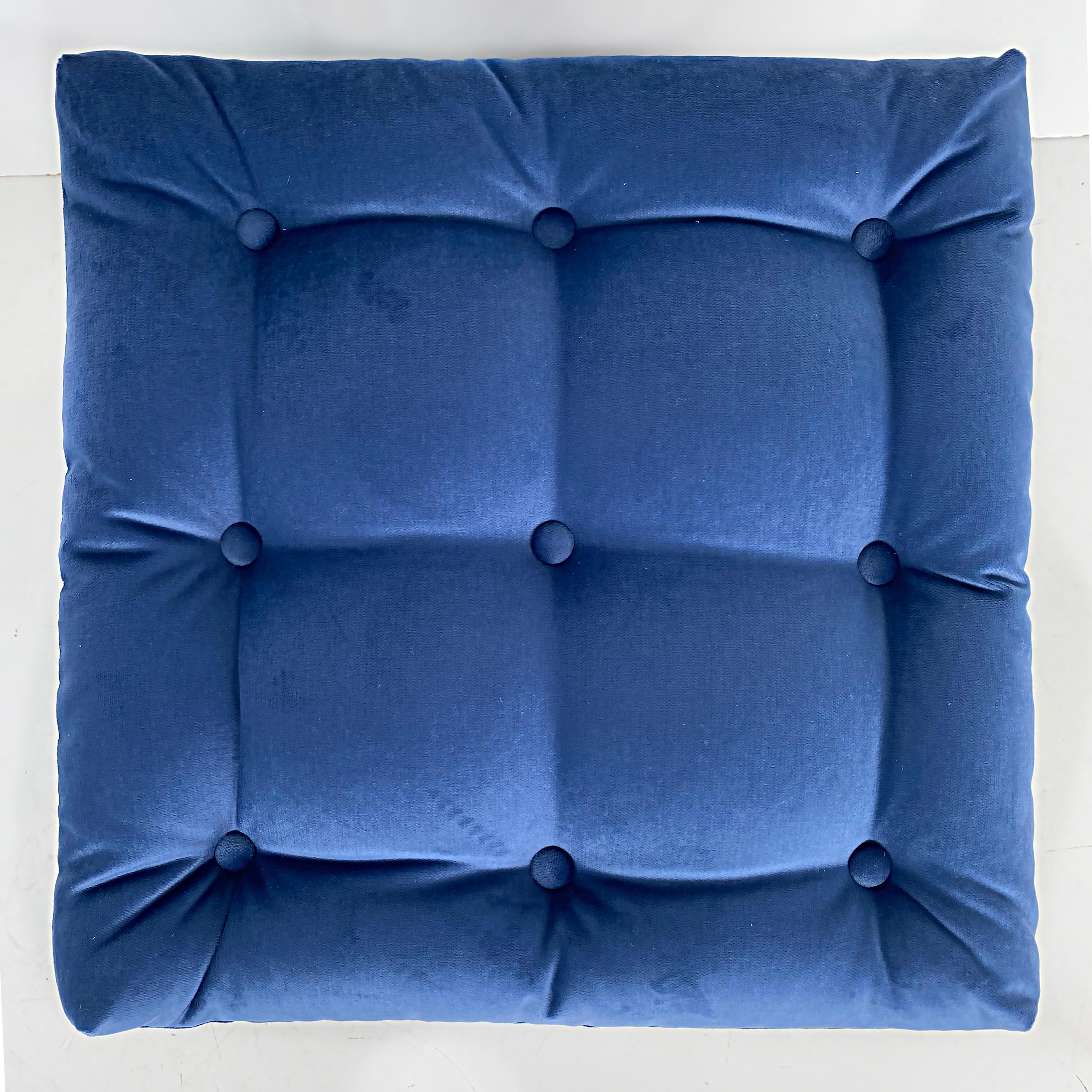 Newly Upholstered Tufted Pillow Top Late 20th Century Ottomans with Wood Feet In Good Condition In Miami, FL