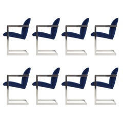 Newly Upholstered Velvet and Chrome Dining Chairs by Bernhardt, Set of Eight