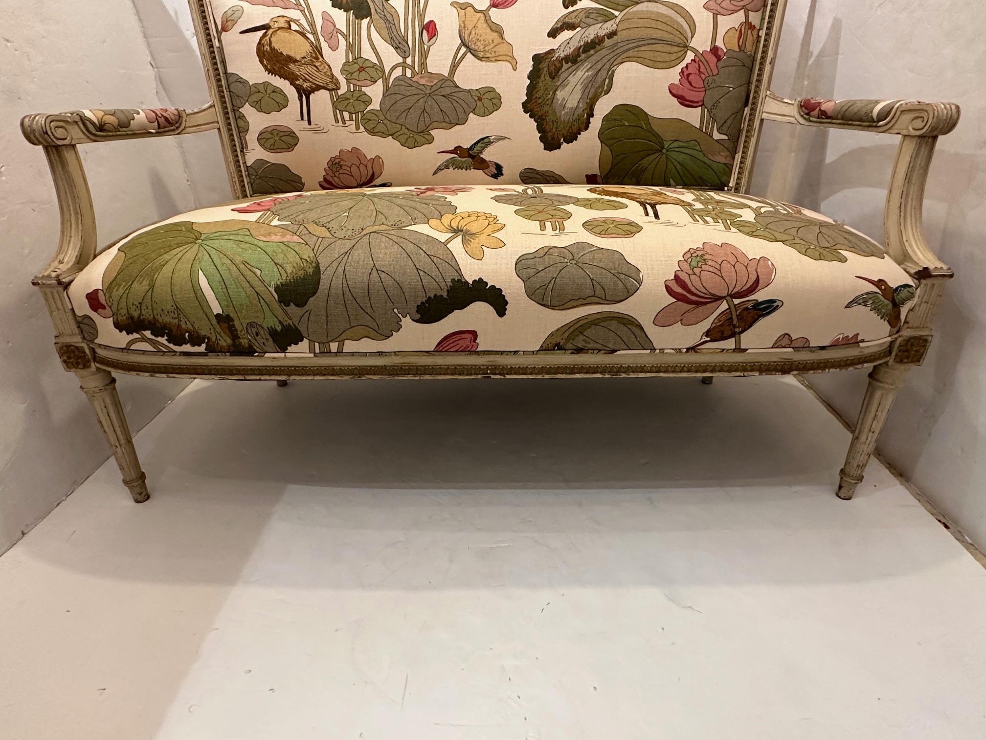 Newly Upholstered Vintage Painted Loveseat For Sale 3