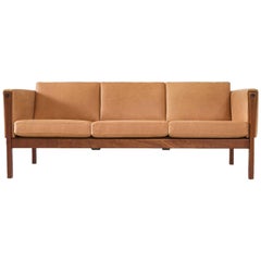 Vintage newly upholstered Wegner sofa for Linda in Silk Brandy 0250