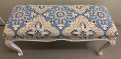 French White Painted Bench Newly Upholstered