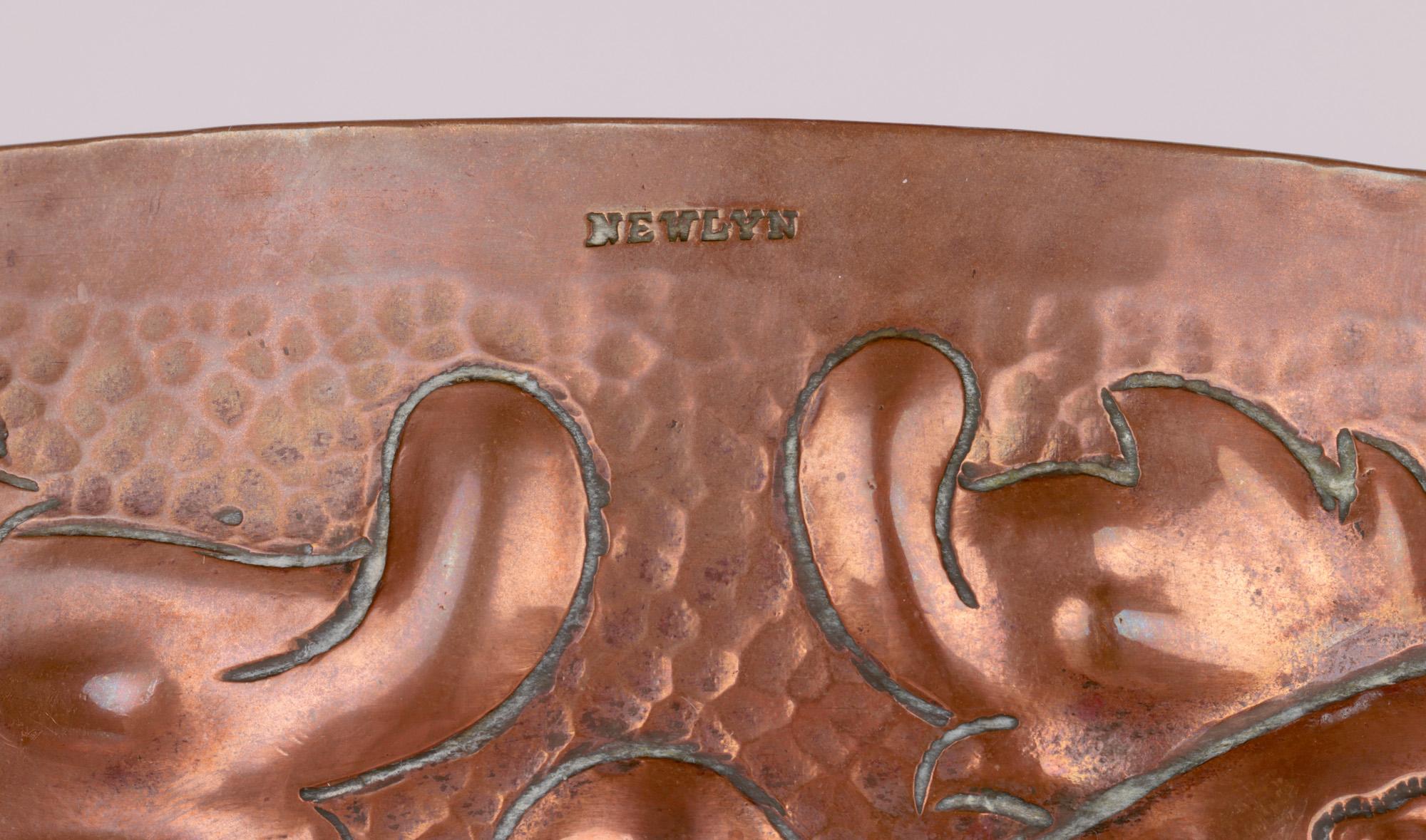 Newlyn Arts & Crafts Copper Posy Bowl with Fish For Sale 9