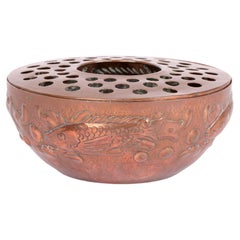 Used Newlyn Arts & Crafts Copper Posy Bowl with Fish