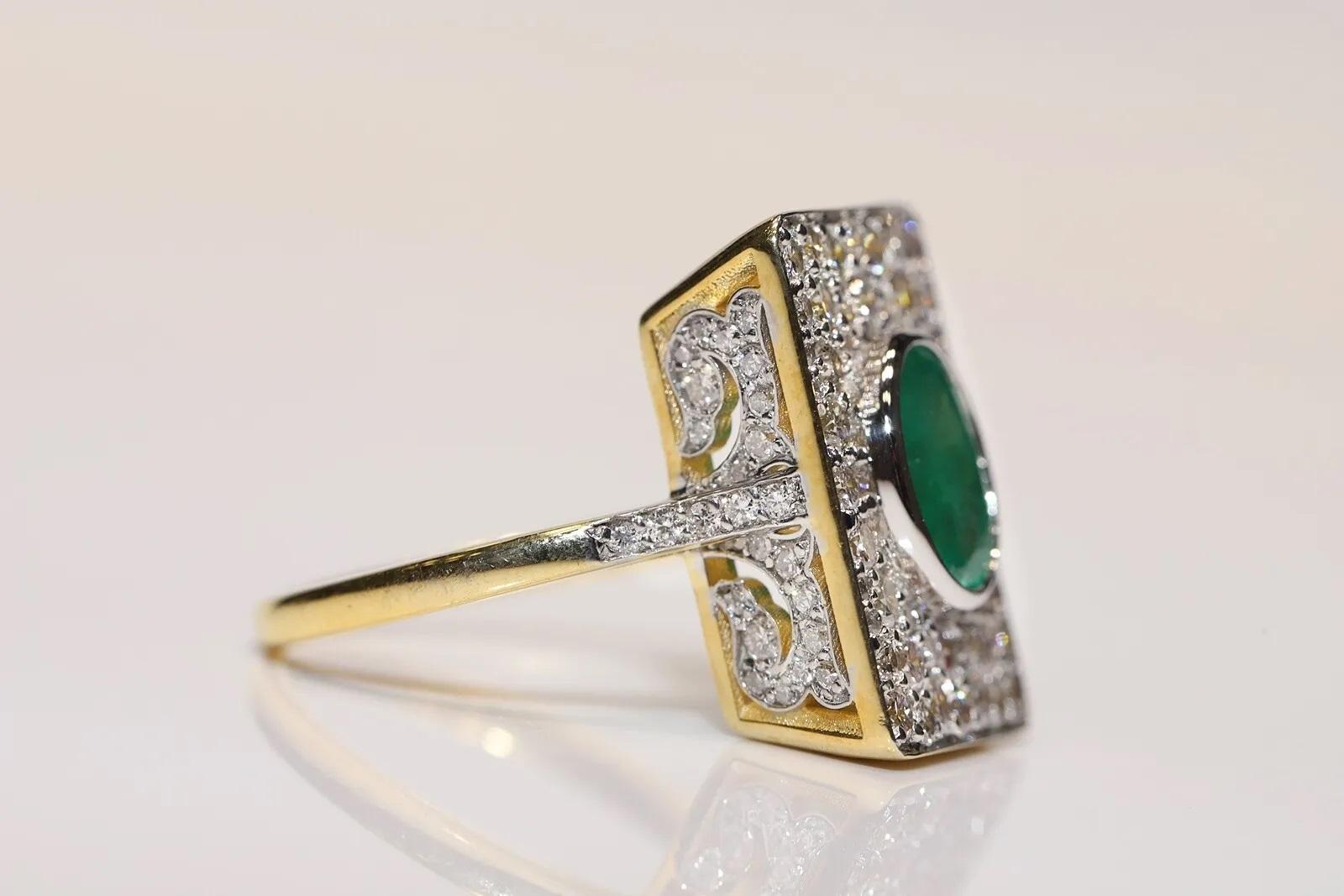 In very good condition.
Total weight is 7.2 grams.
Totally is diamond  1.40 carat.
The diamond is has  F-G color and vvs-vs clarity.
Totally  is emerald 1.65 carat.
Box is not included.
Ring size is US 6.5 (We offer free resizing)
We can make any