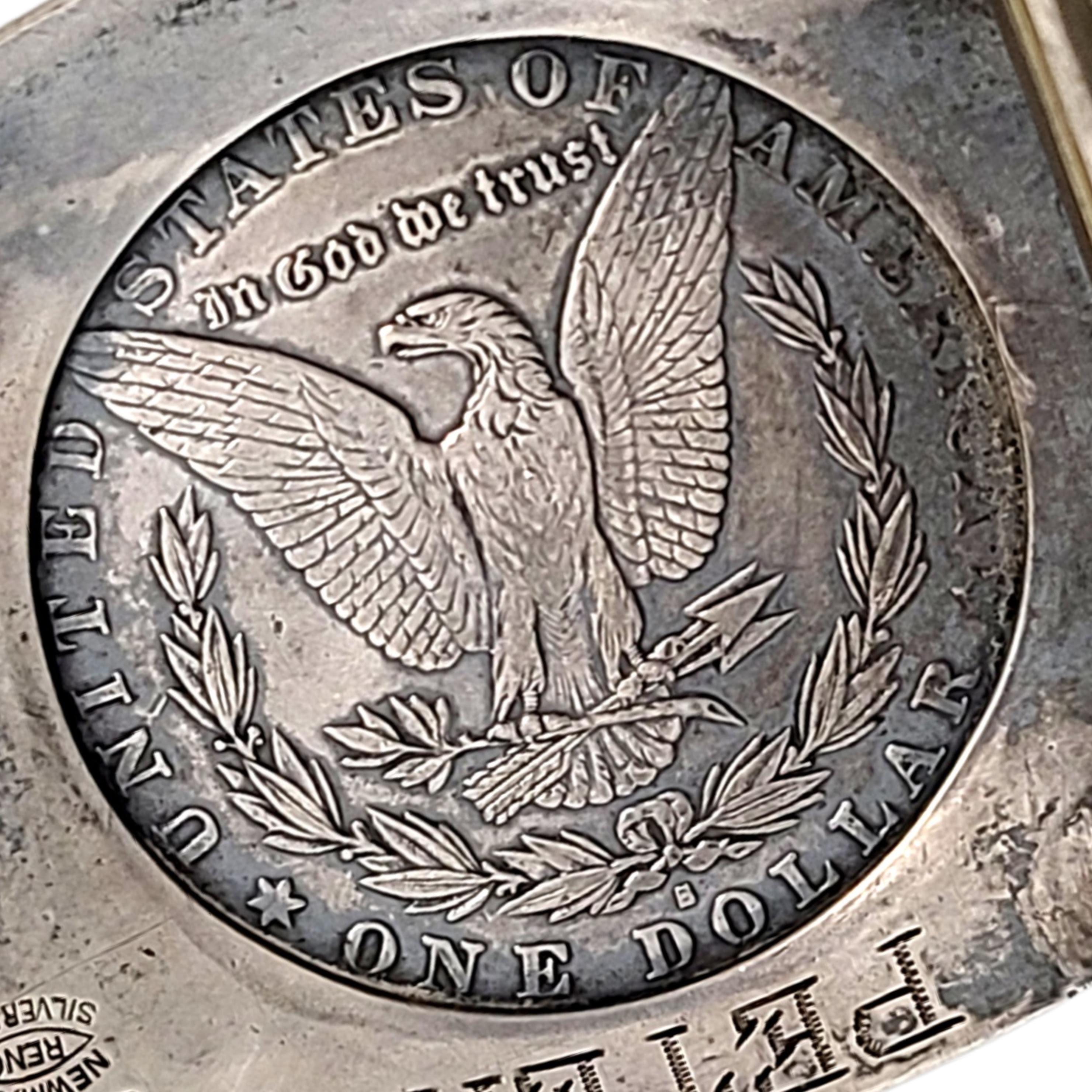 Newman's Reno Silver Shop Sterling Silver Morgan Dollar Belt Buckle with Engravi In Good Condition In Washington Depot, CT