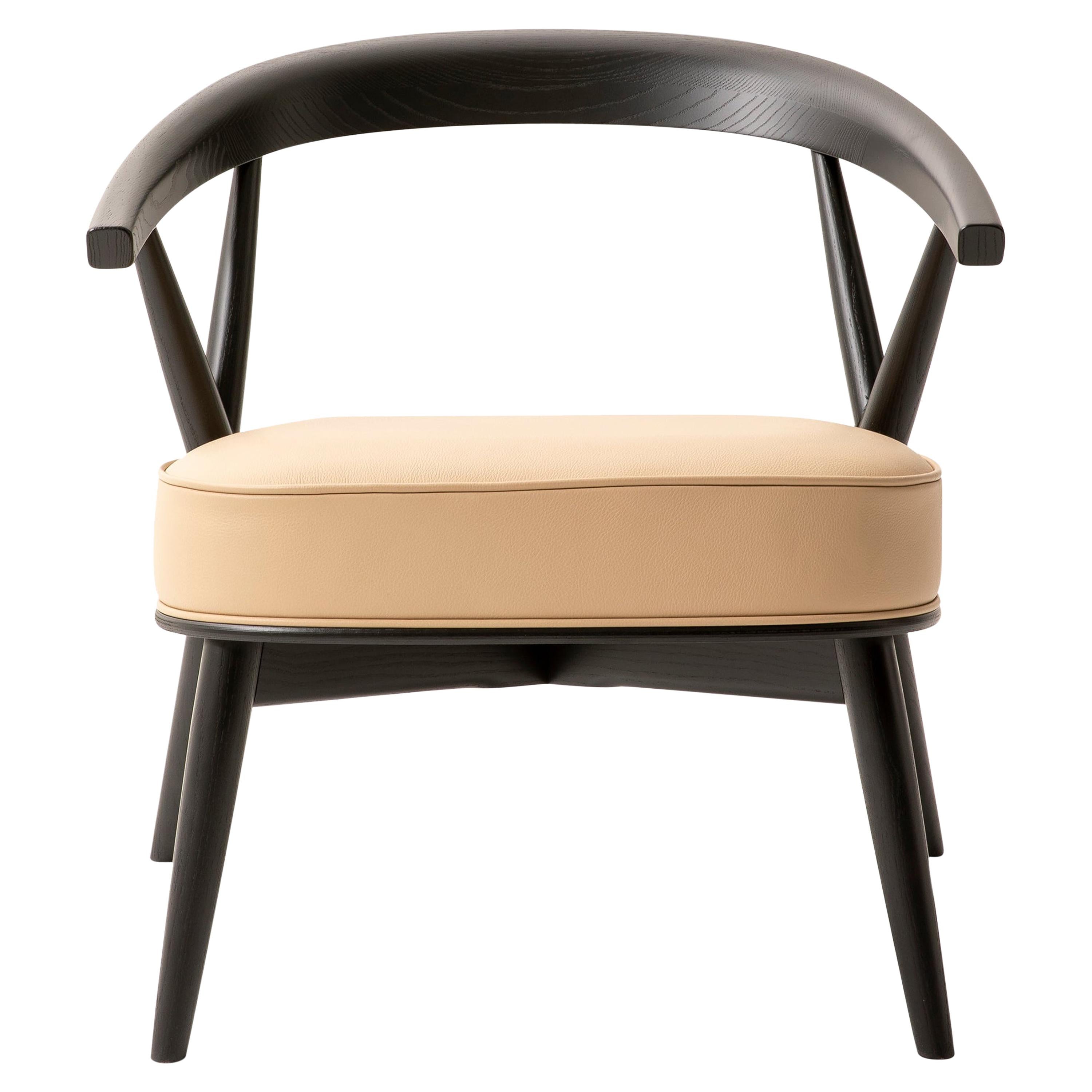 Newood Relax Light Armchair in Beech and Cream Leather by Brogliato Traverso