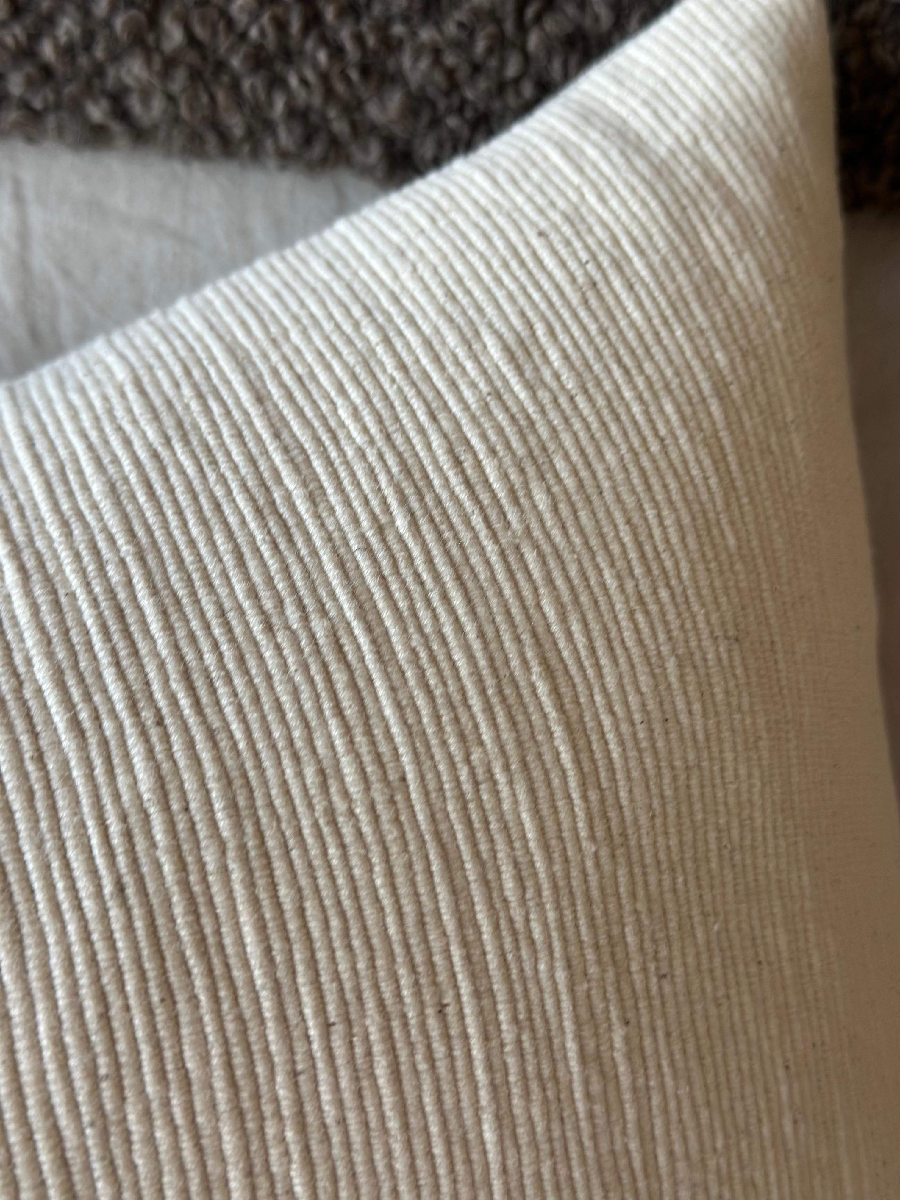 Cotton Newport Cream Textured Linen Lumbar Pillow