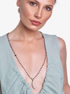 Black Chain Diamond Newport Crescent Necklace