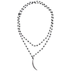 Black Chain Diamond Newport Crescent Necklace