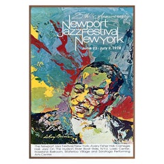 Affiche du Festival de jazz de Newport « Duke Ellington » dans un cadre en noyer, réalisée par LeRoy Neiman, 1978
