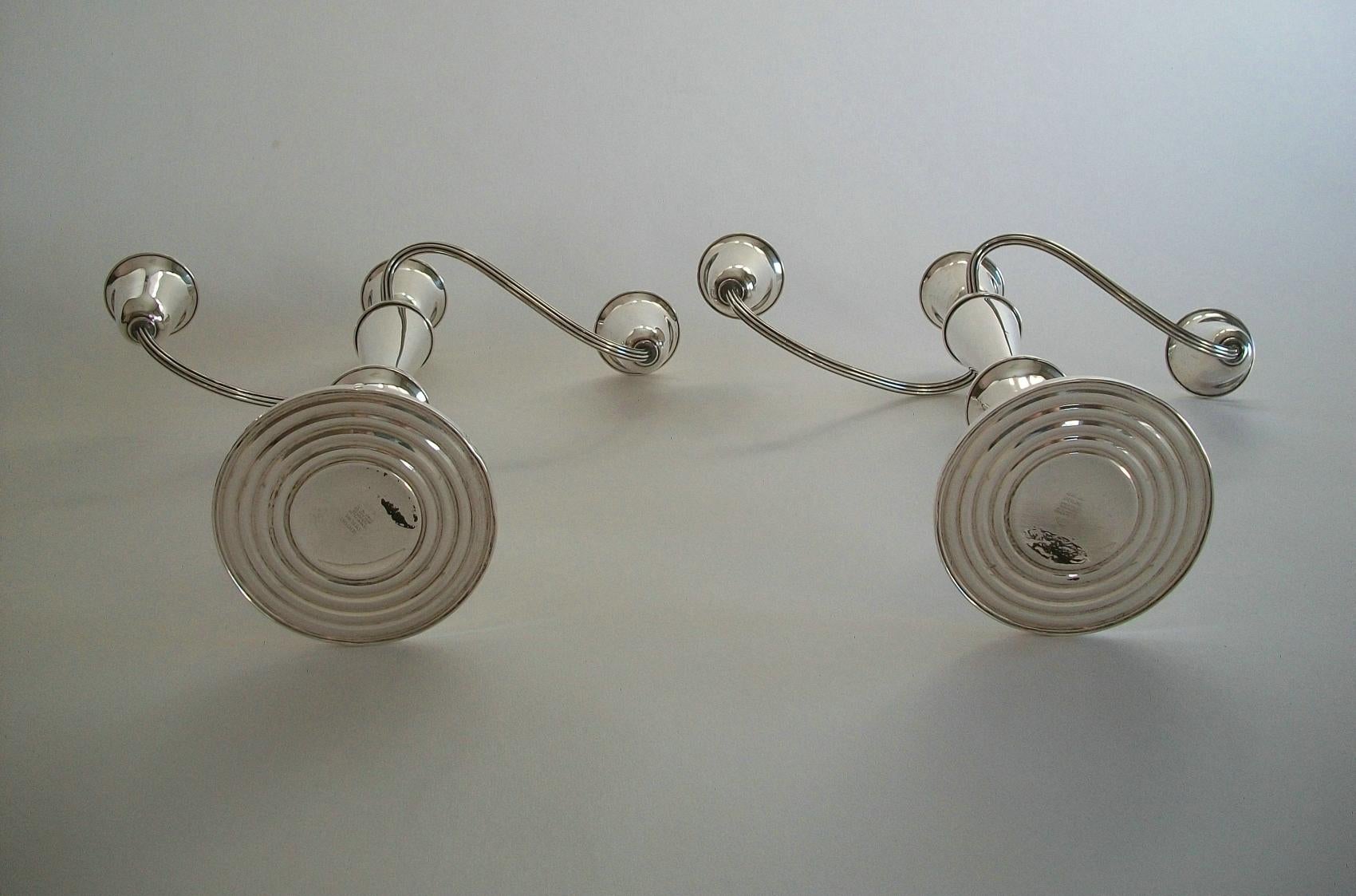 NEWPORT - Pair of Sterling Silver Candelabra - Weighted - U.S.A. - 20th Century For Sale 8