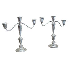 NEWPORT - Pair of Sterling Silver Candelabra - Weighted - U.S.A. - 20th Century