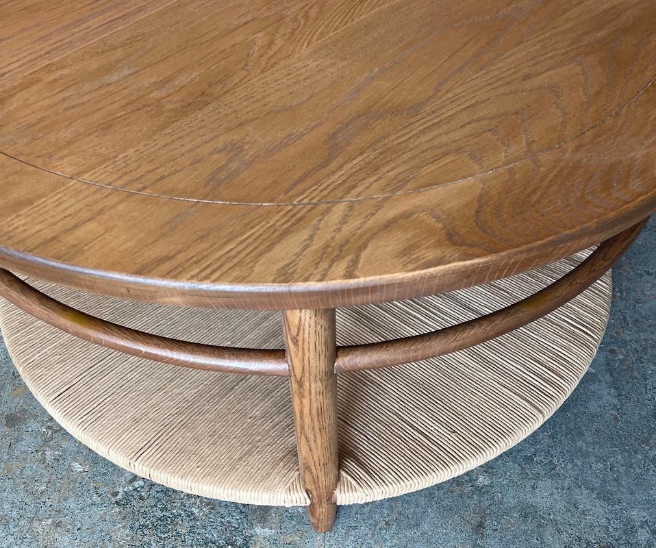 Newport Round Oak Coffee Table with Rush Platform 3