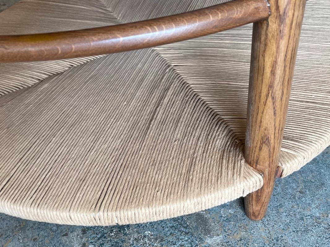 American Newport Round Oak Coffee Table with Rush Platform