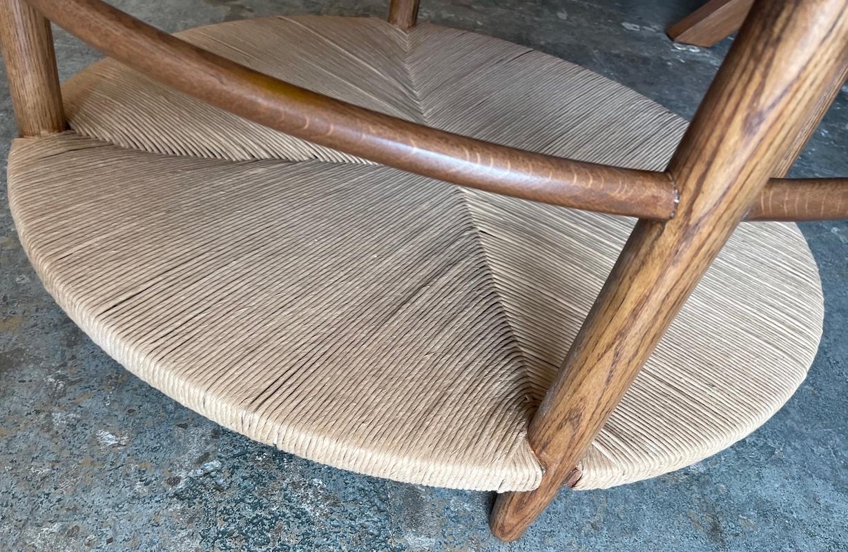 Hand-Painted Newport Round Oak Coffee Table with Rush Platform