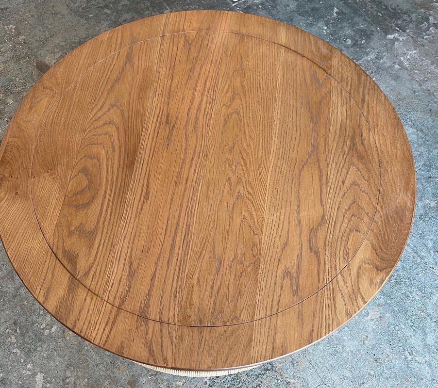 Contemporary Newport Round Oak Coffee Table with Rush Platform