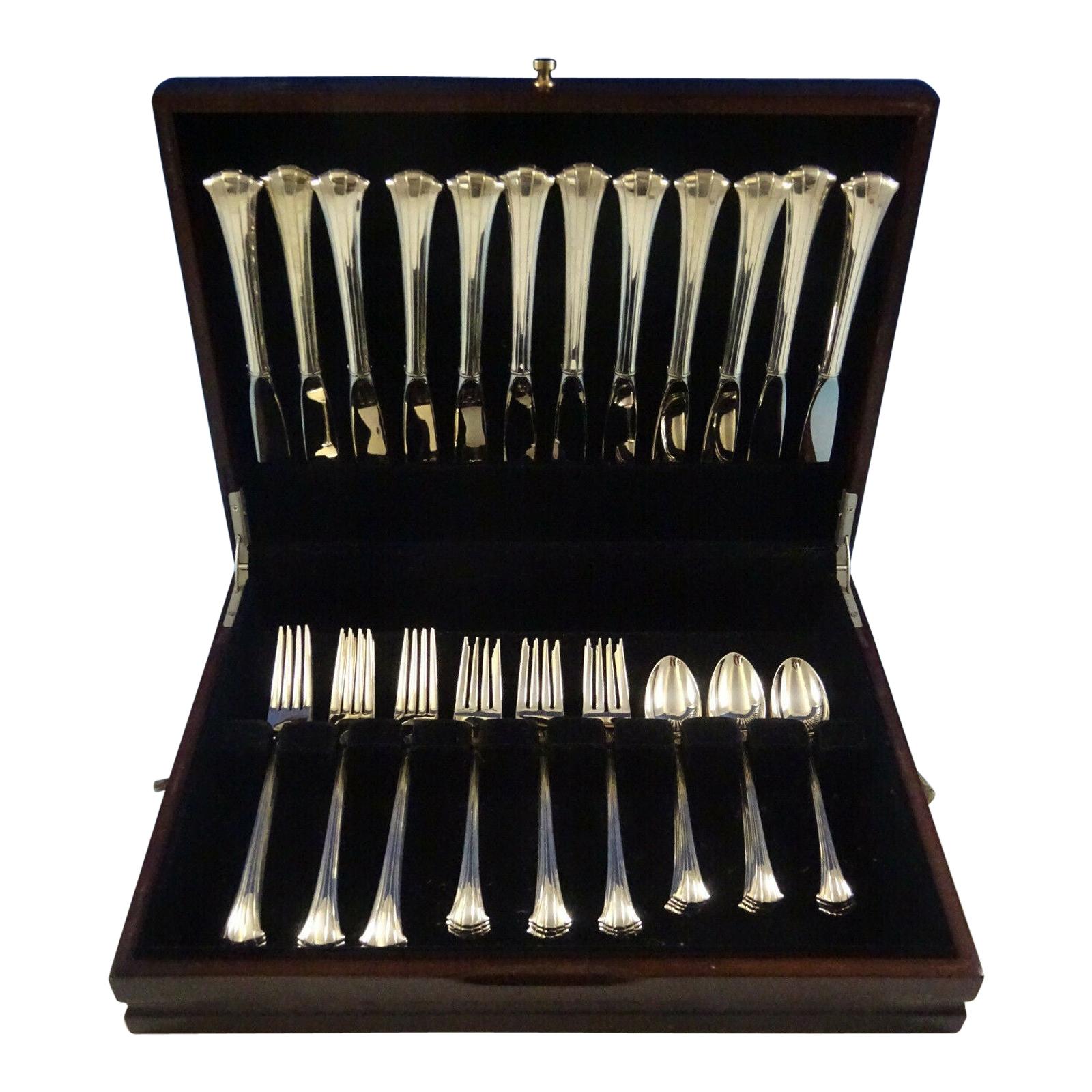 Newport Scroll by Gorham Sterling Silver Flatware Set 12 Service 48 Pieces For Sale