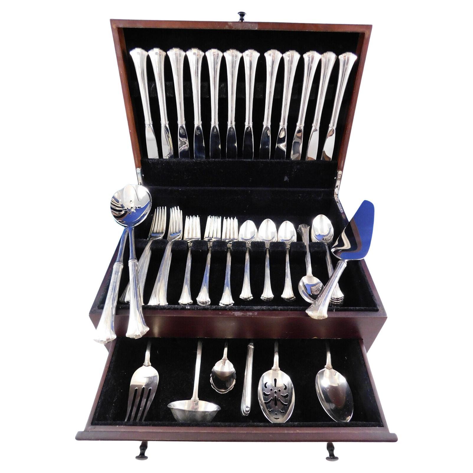 Newport Scroll by Gorham Sterling Silver Flatware Set for 12 Service 69 Pieces For Sale