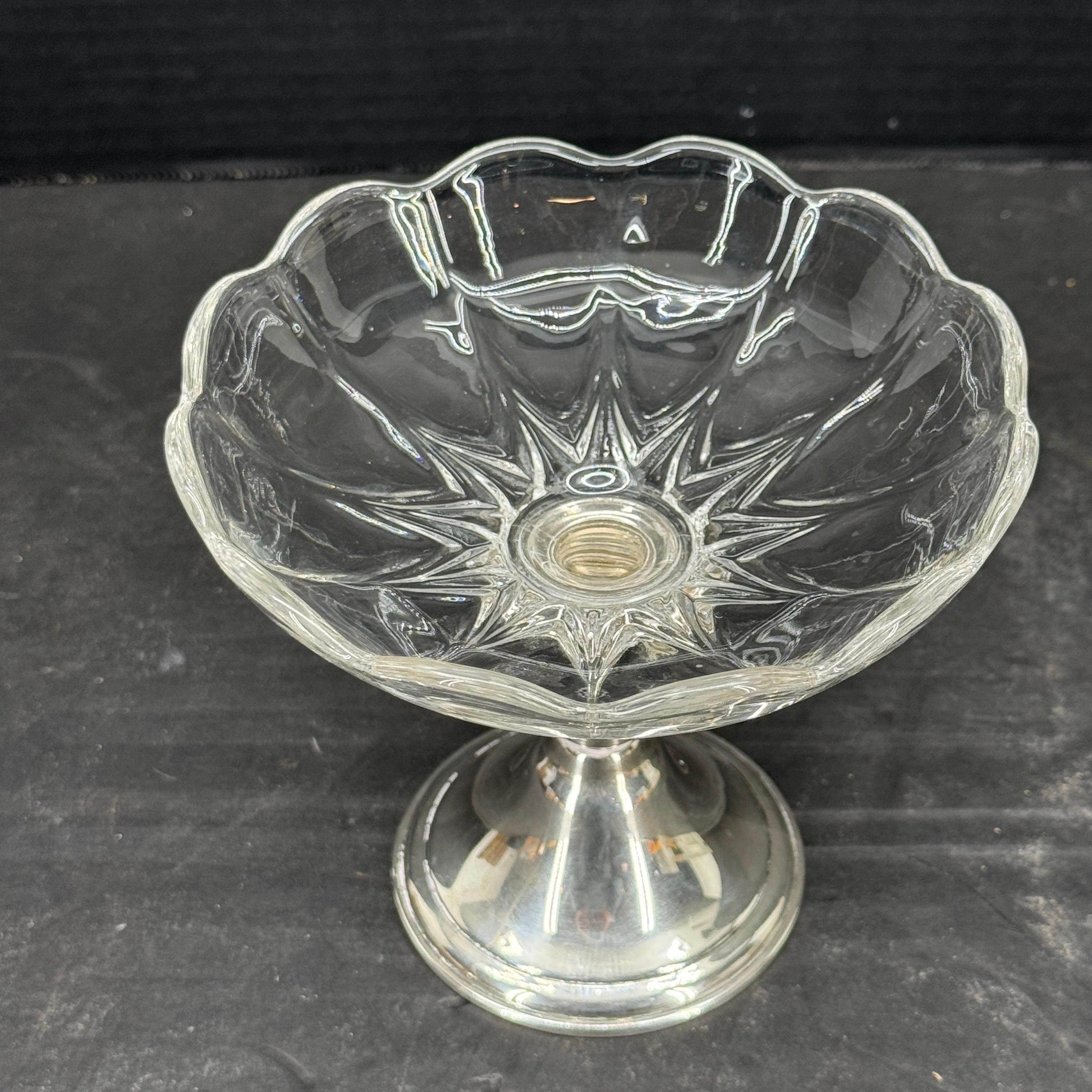 Newport Kompottschale aus Sterlingsilber und Glas in Kompottform (Europäisch) im Angebot