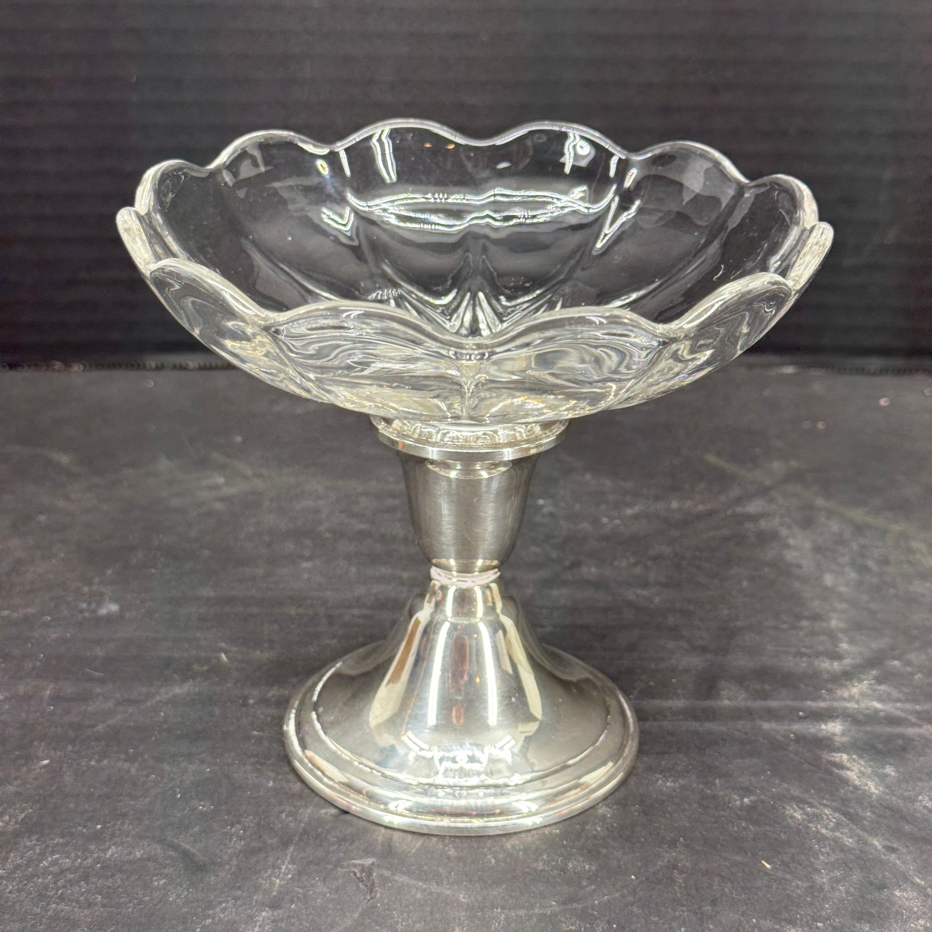 Newport Kompottschale aus Sterlingsilber und Glas in Kompottform (Handgefertigt) im Angebot