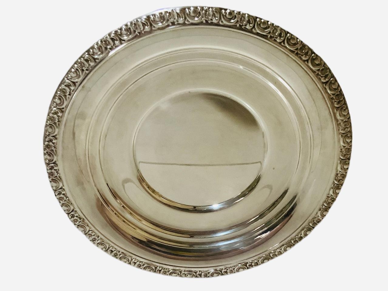 American Newport Sterling Silver Round Plate For Sale