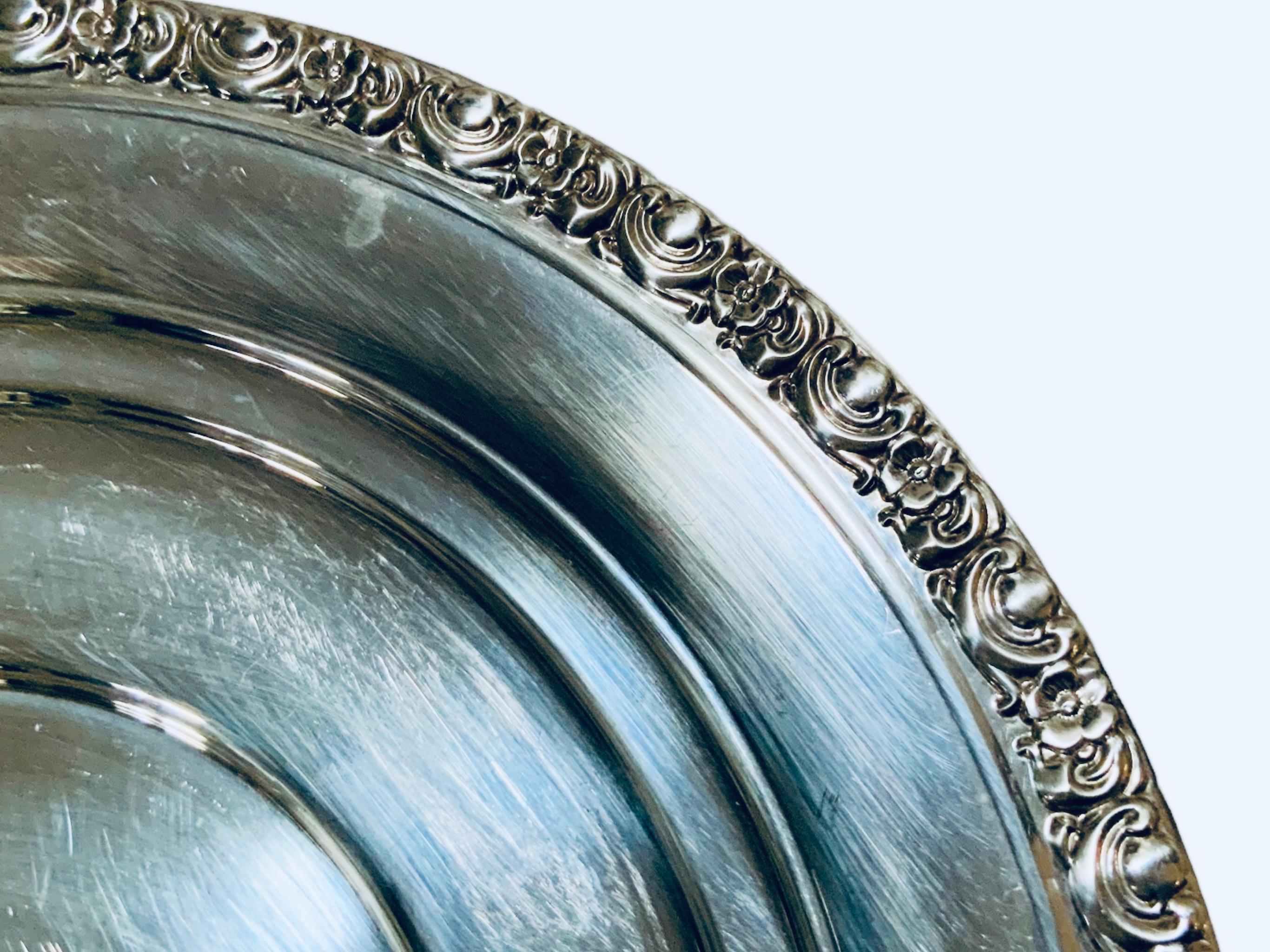 20th Century Newport Sterling Silver Round Plate For Sale