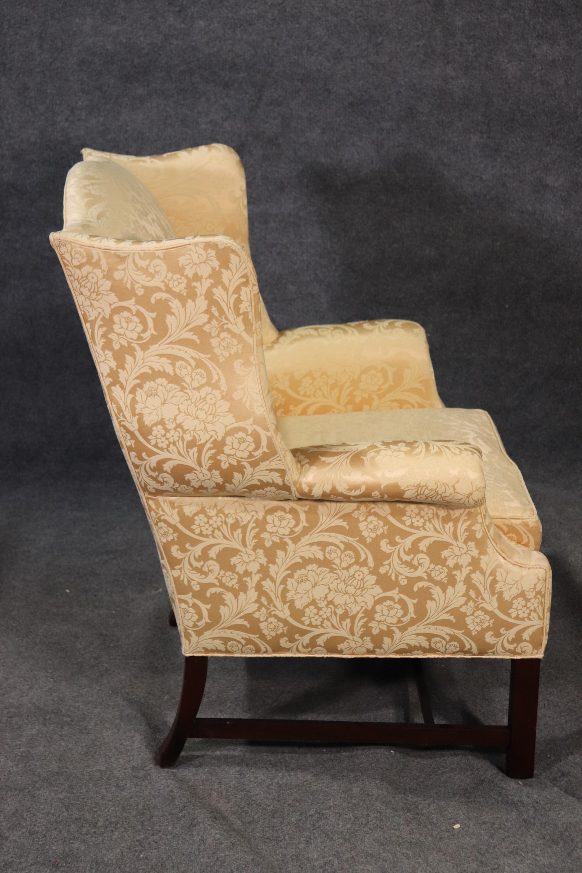 American Newport Style Solid Mahogany Wing Chair by Hickory Chair Company
