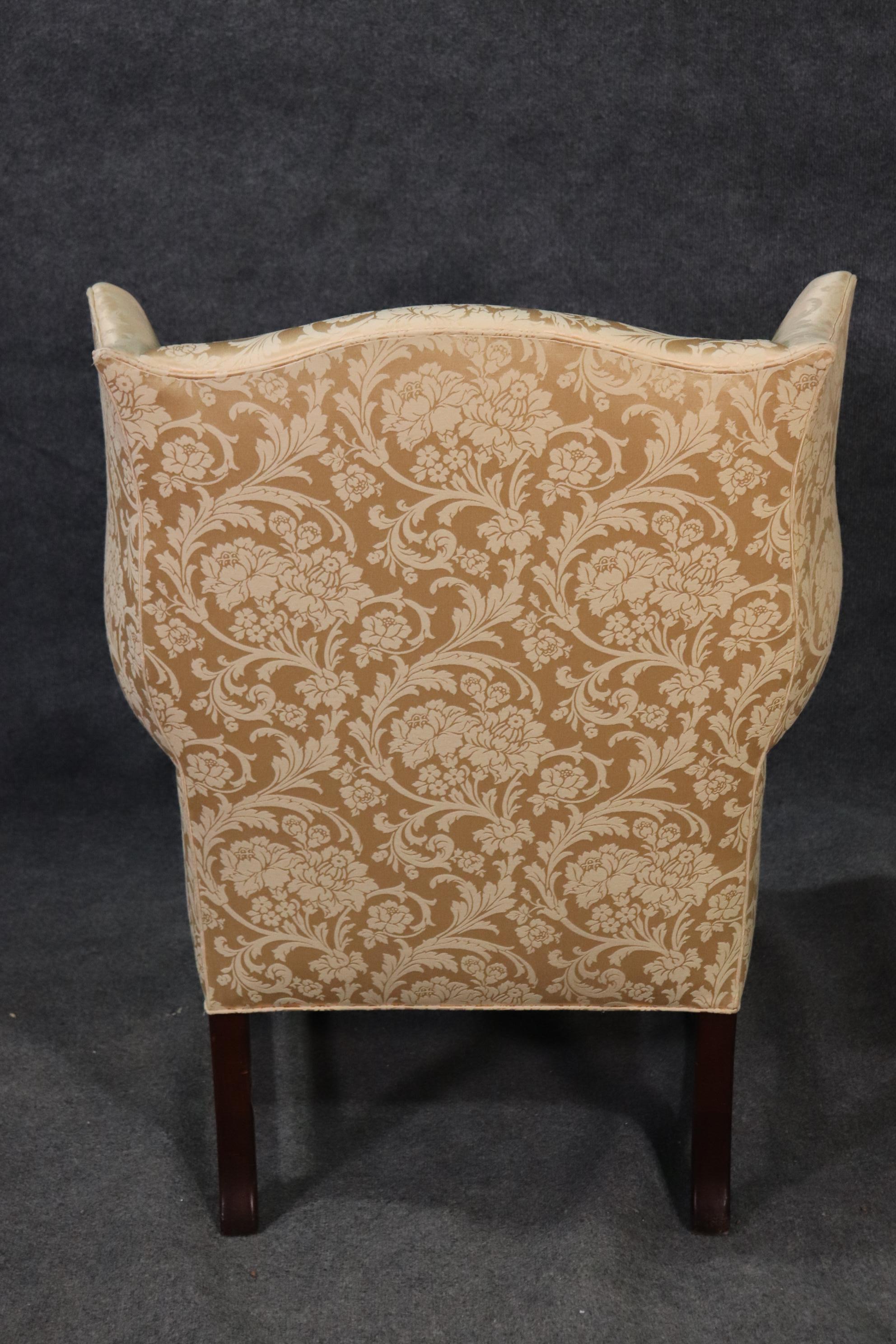 Newport Style Solid Mahogany Wing Chair by Hickory Chair Company In Good Condition In Swedesboro, NJ