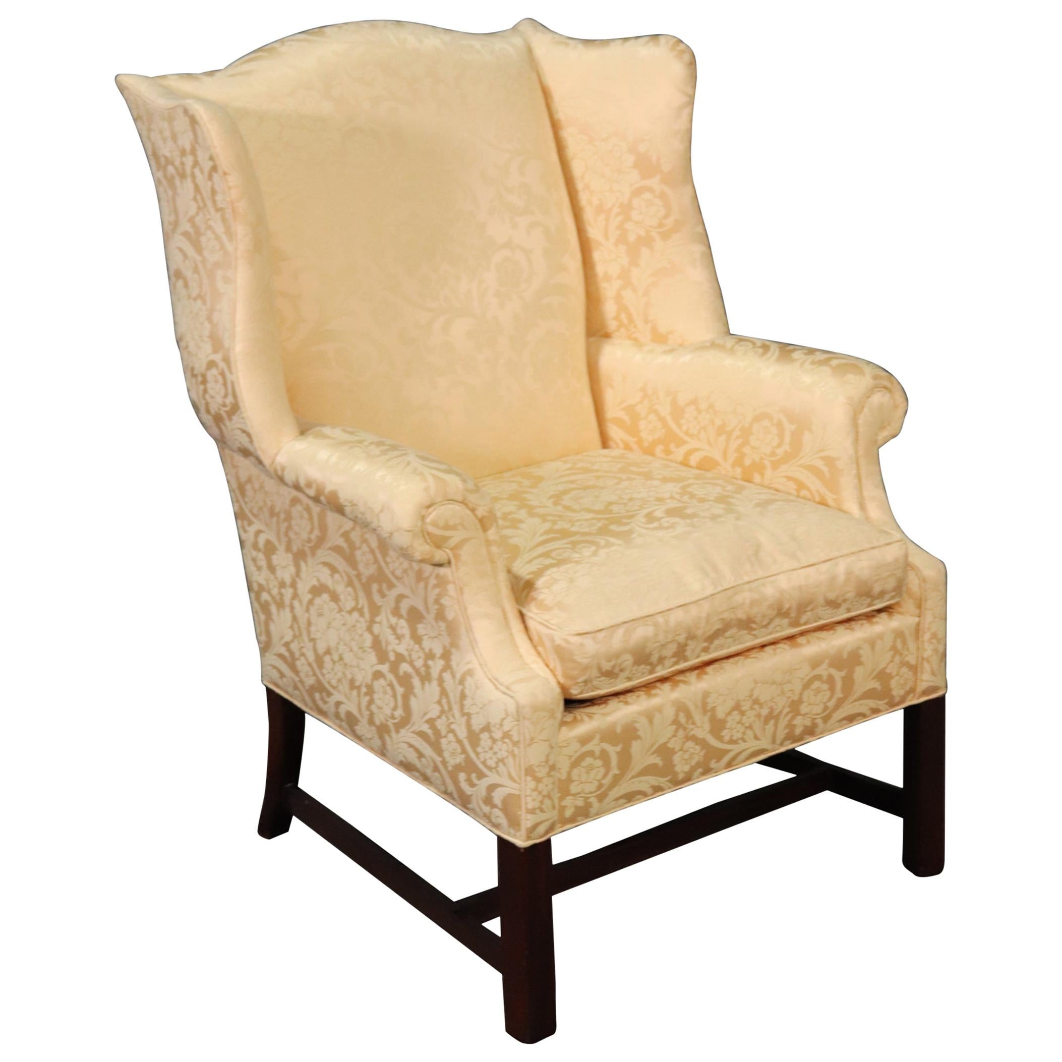 Newport Style Solid Mahogany Wing Chair by Hickory Chair Company