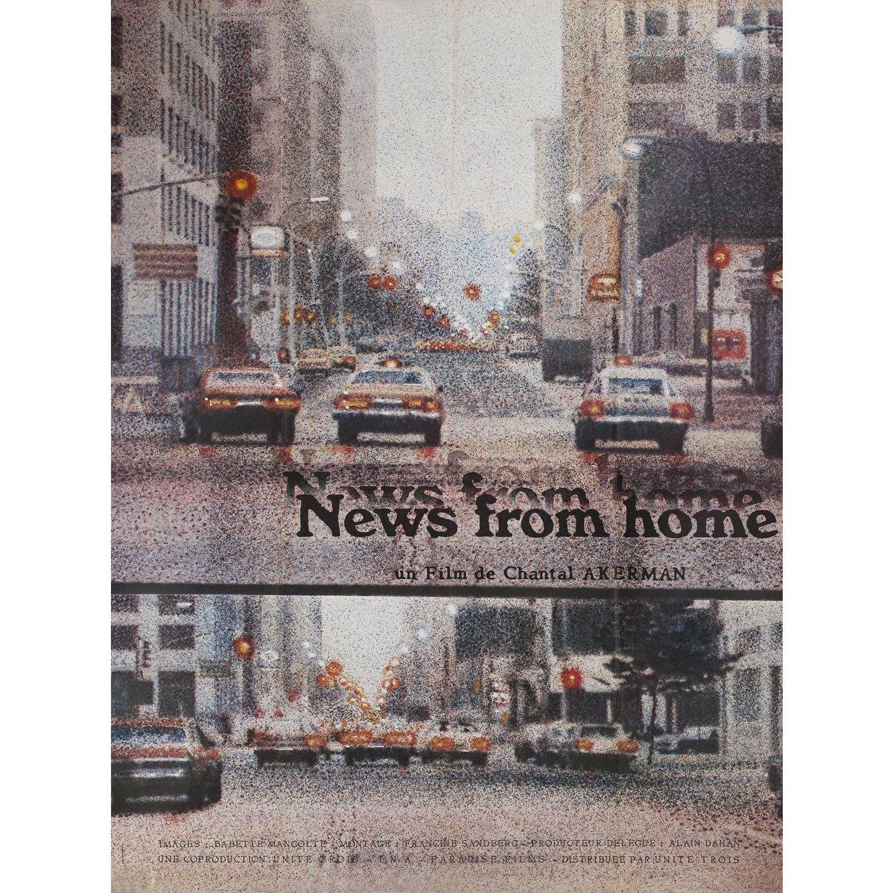Original 1977 French grande poster for the documentary film News from Home directed by Chantal Akerman with Chantal Akerman. Fine condition, folded. Many original posters were issued folded or were subsequently folded. Please note: the size is