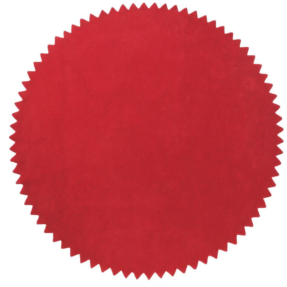 News Red Hand-Tufted Round Wool Small Rug by Marti Guixe For Sale
