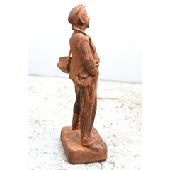 Newsboy Terracotta Statue "the Little Scraper" Period 1900
