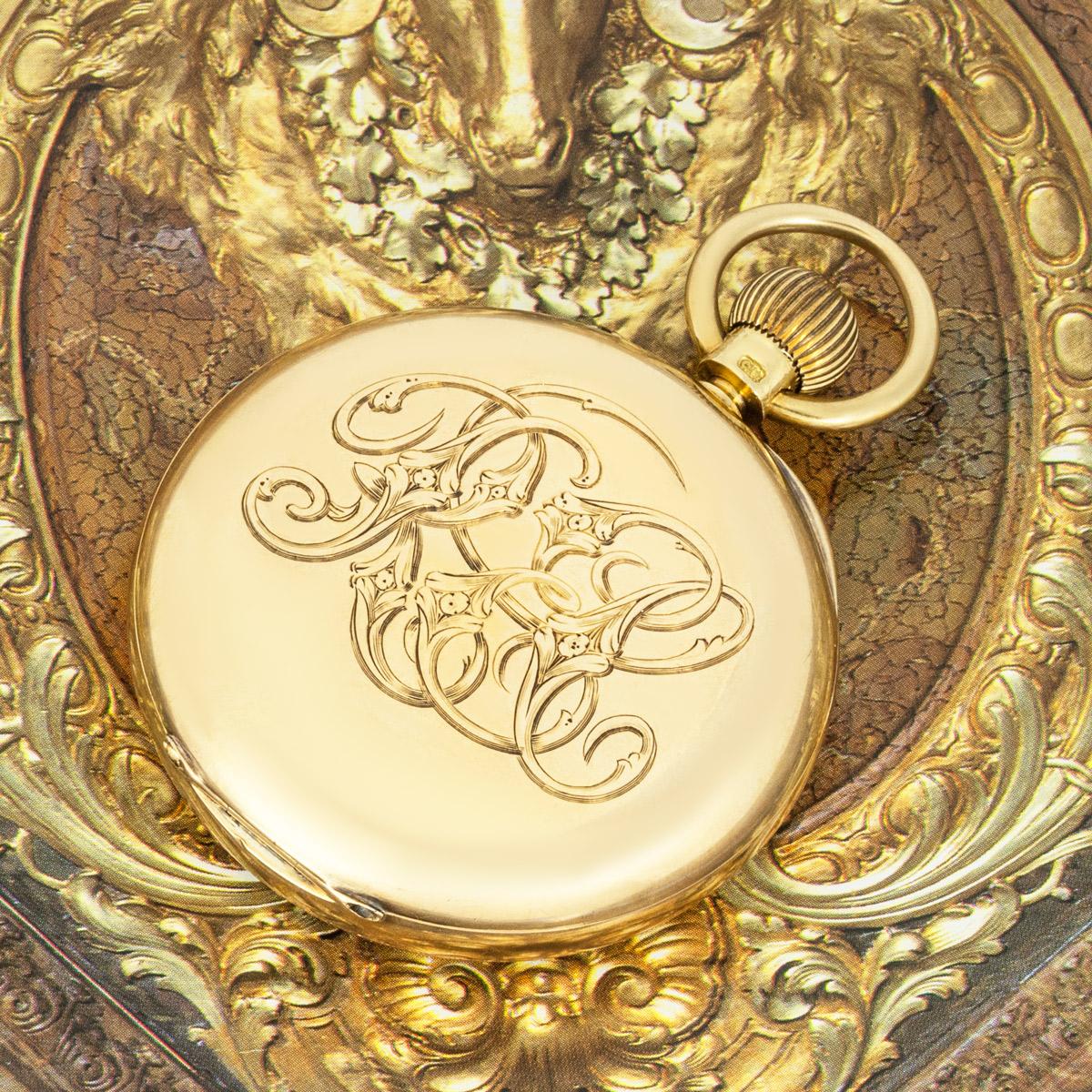 Newsome for Bonniksen. A Rare Gold Kew A Karrusel Open Face Pocket Watch C1896 For Sale 2