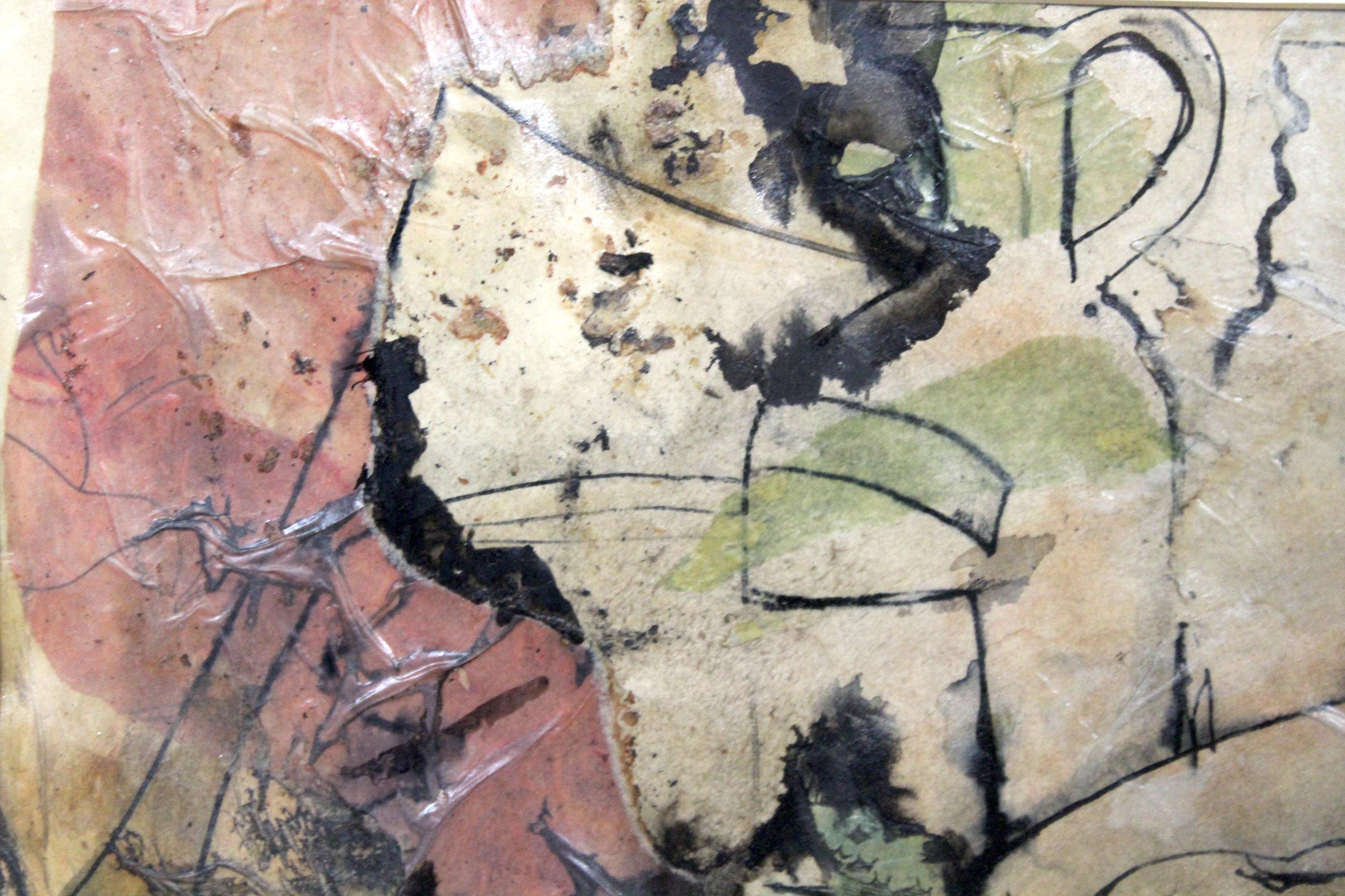 Mid-Century moderno Collage di giornali Pittura astratta in vendita
