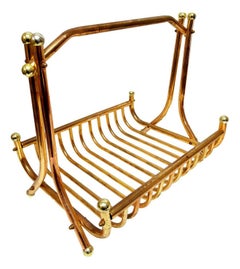 Newspaper Holder in Golden Aluminum Tubing in the Style of Rinnovel, 1970s