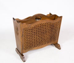 Newspaper Holder, Polished Wood, French Wicker, 1940