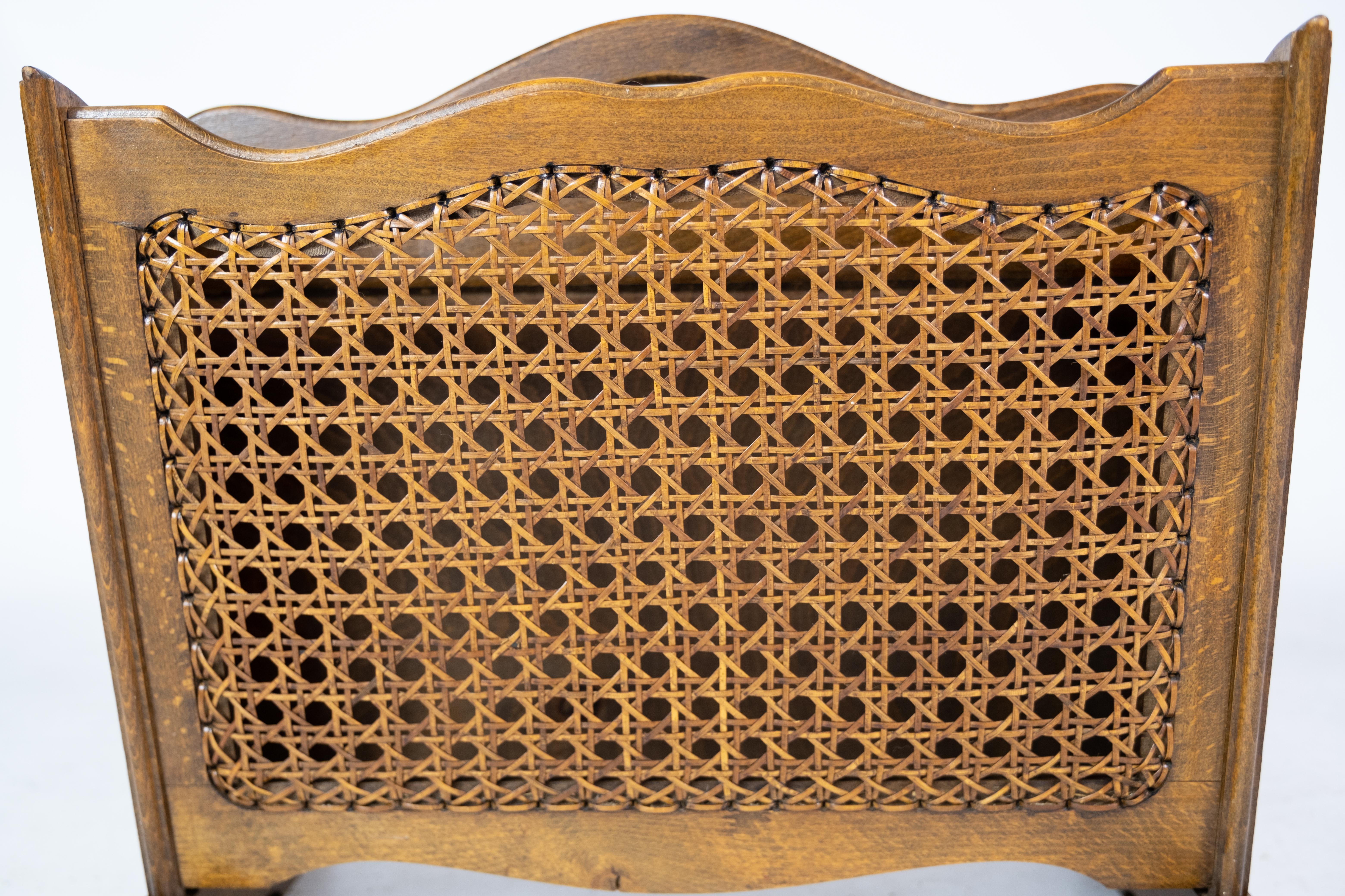 Newspaper Holder, Polished Wood, French Wicker, 1940 In Good Condition In Lejre, DK