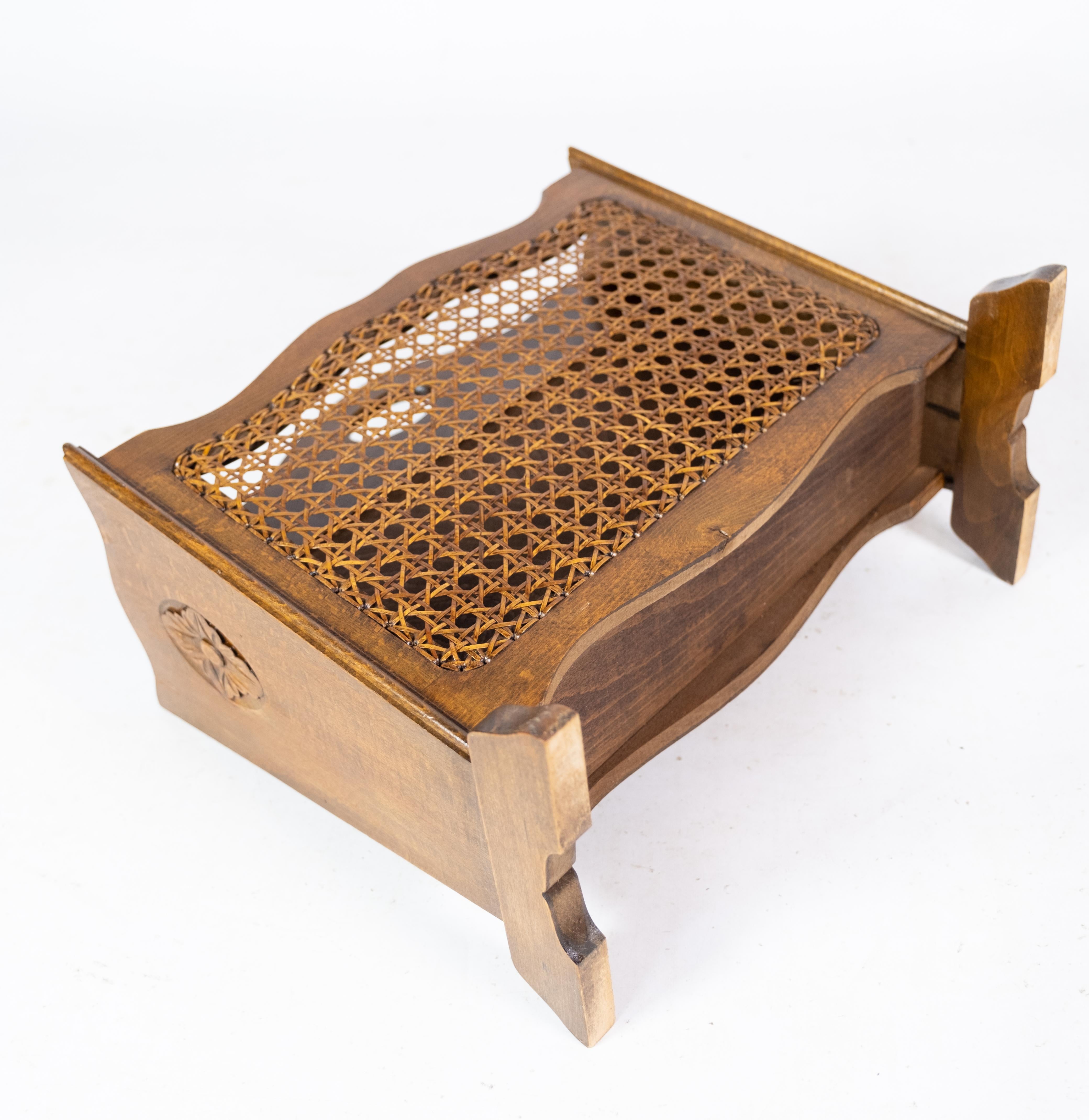 Mid-20th Century Newspaper Holder, Polished Wood, French Wicker, 1940