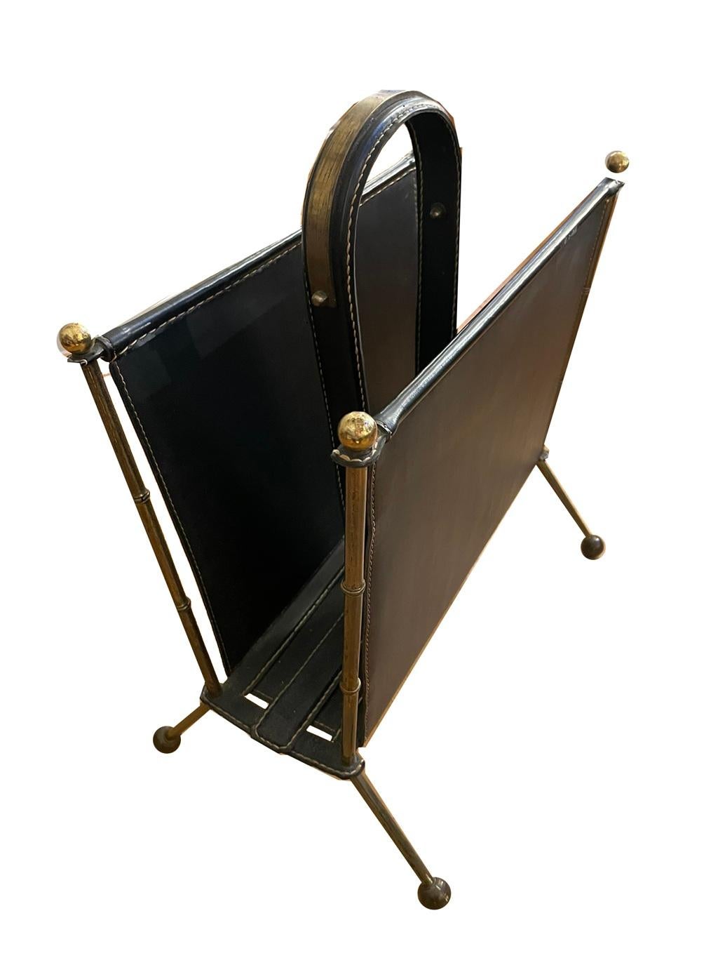 Art Deco Newspaper rack by Jacques Adnet for “Hermes” Paris For Sale