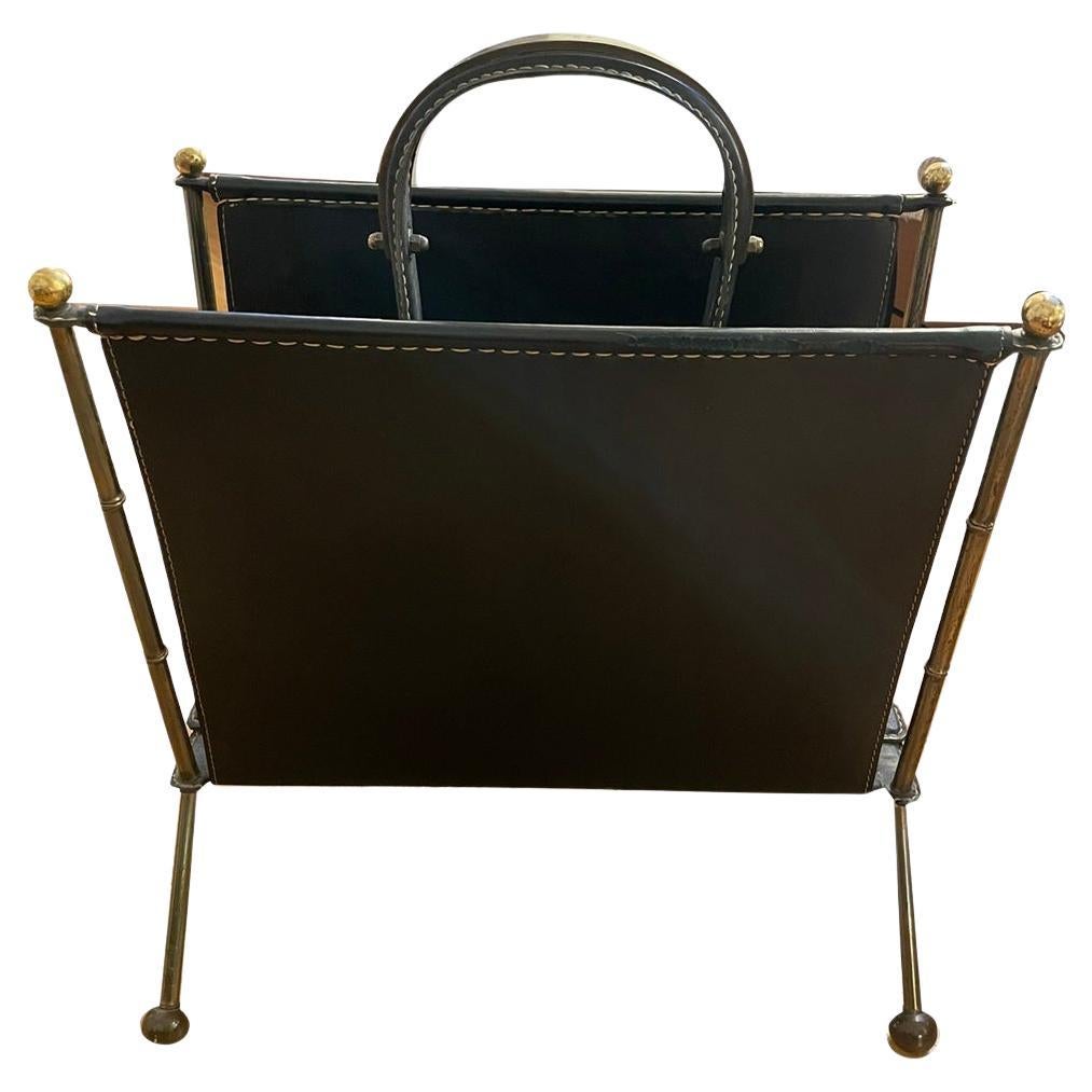 Newspaper rack by Jacques Adnet for “Hermes” Paris For Sale
