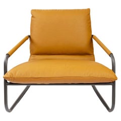Newton-Sessel aus Stahl und Leder
