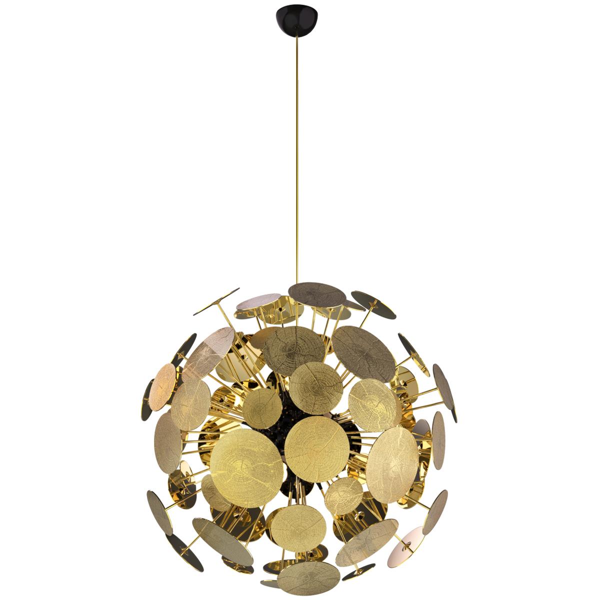 Newton Chandelier Sphere in Gold-Plated Brass For Sale