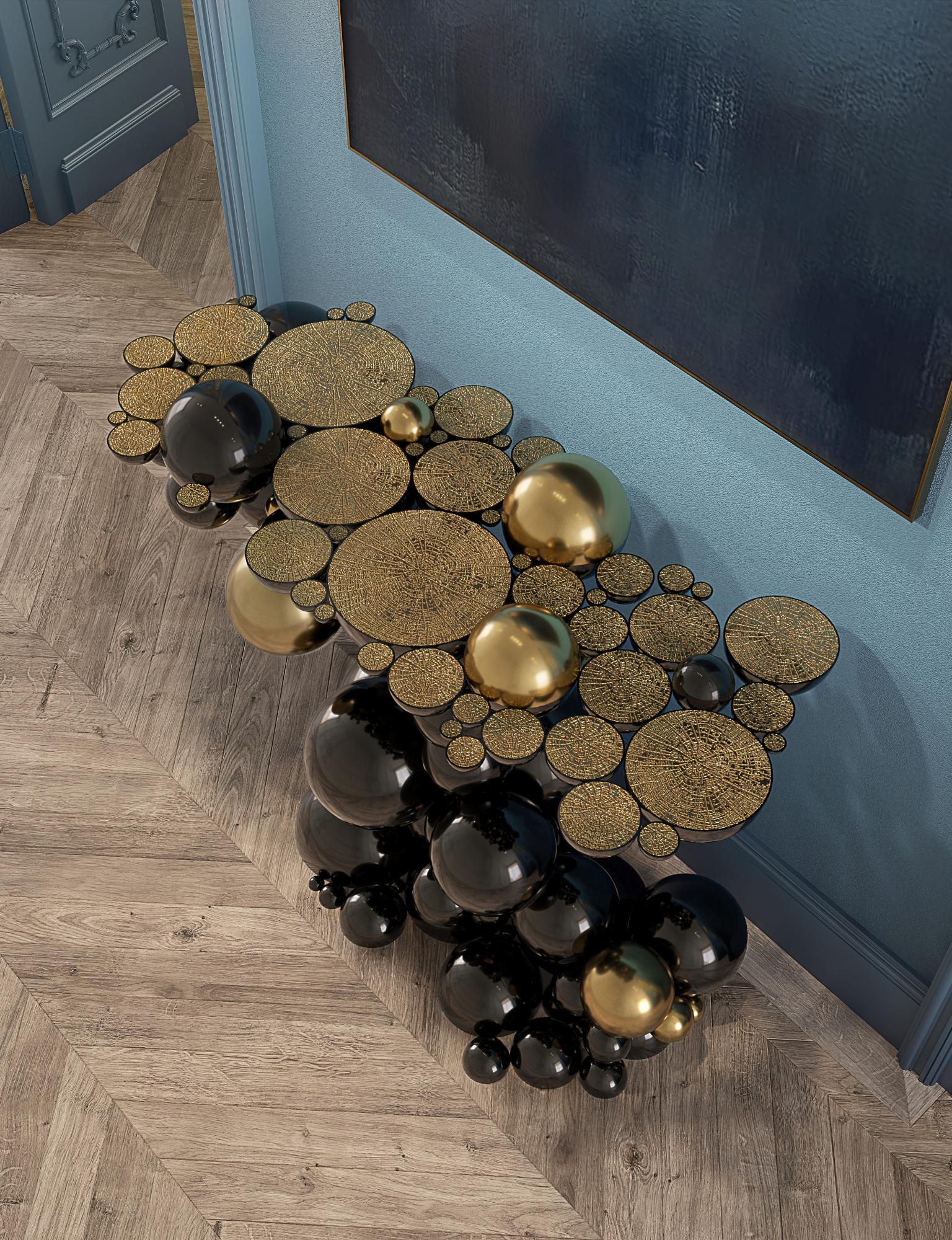 Metal Newton Console - Hand-Crafted Aluminum Lacquered Gold - Boca do Lobo For Sale